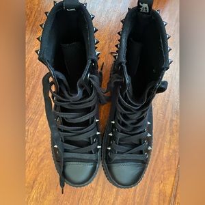 Demonia Studded High Top Creeper Sneaker